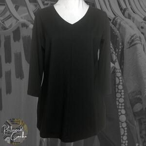Belle by Kim Gravel Black TripleLuxe Knit V-Neck Top - Size XXS